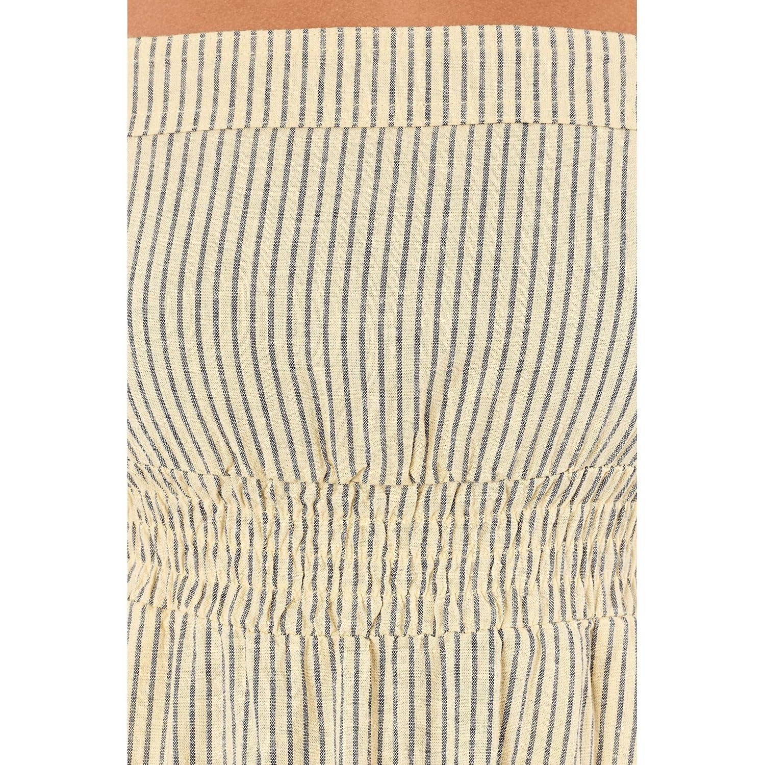 Toad & Co Taj Hemp Tiered Midi Dress Barley Railroad Stripe Size Large Nwt — image 3 of 7